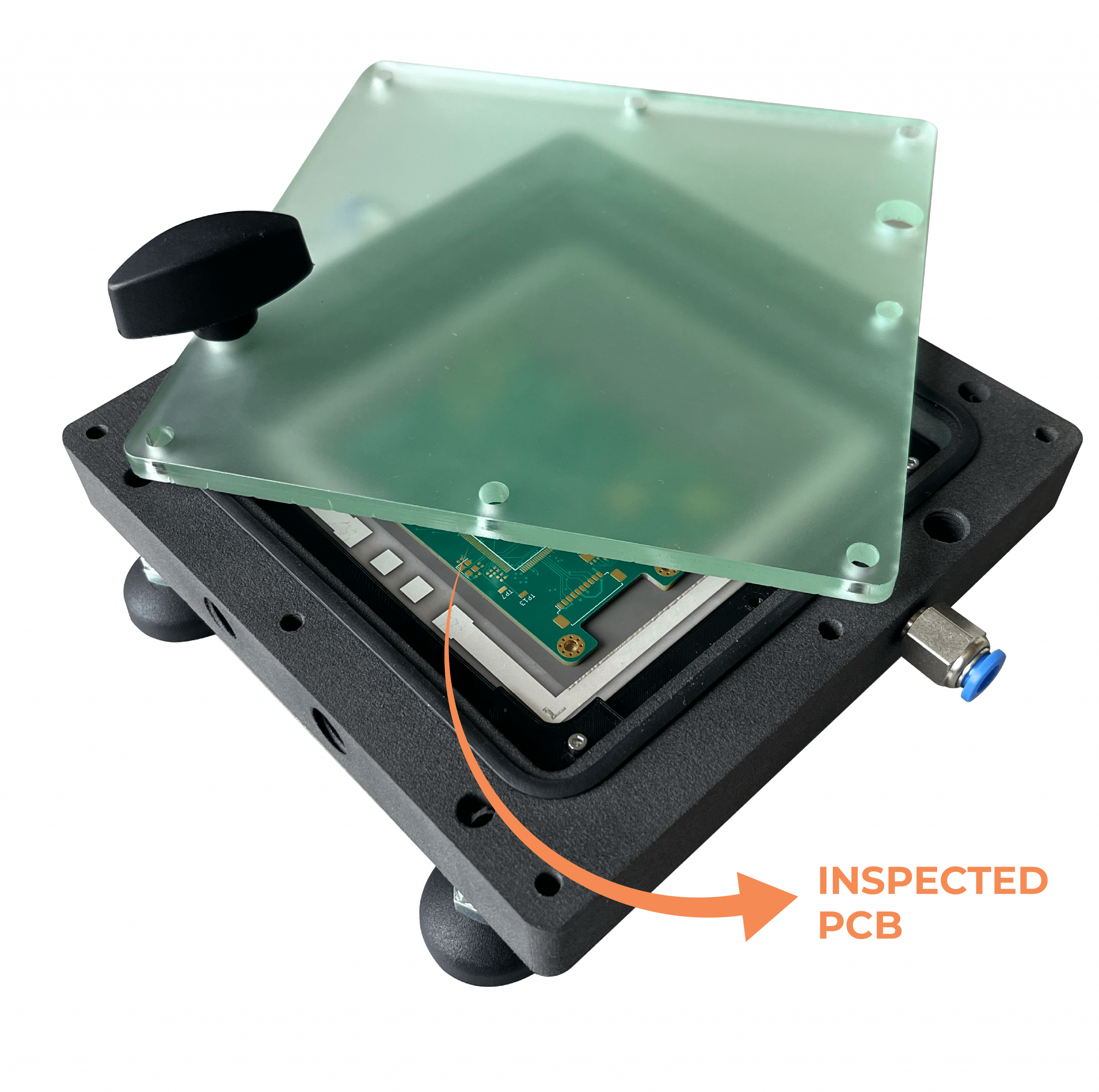 CactuX in-situ soldering BOX with inspected PCB.