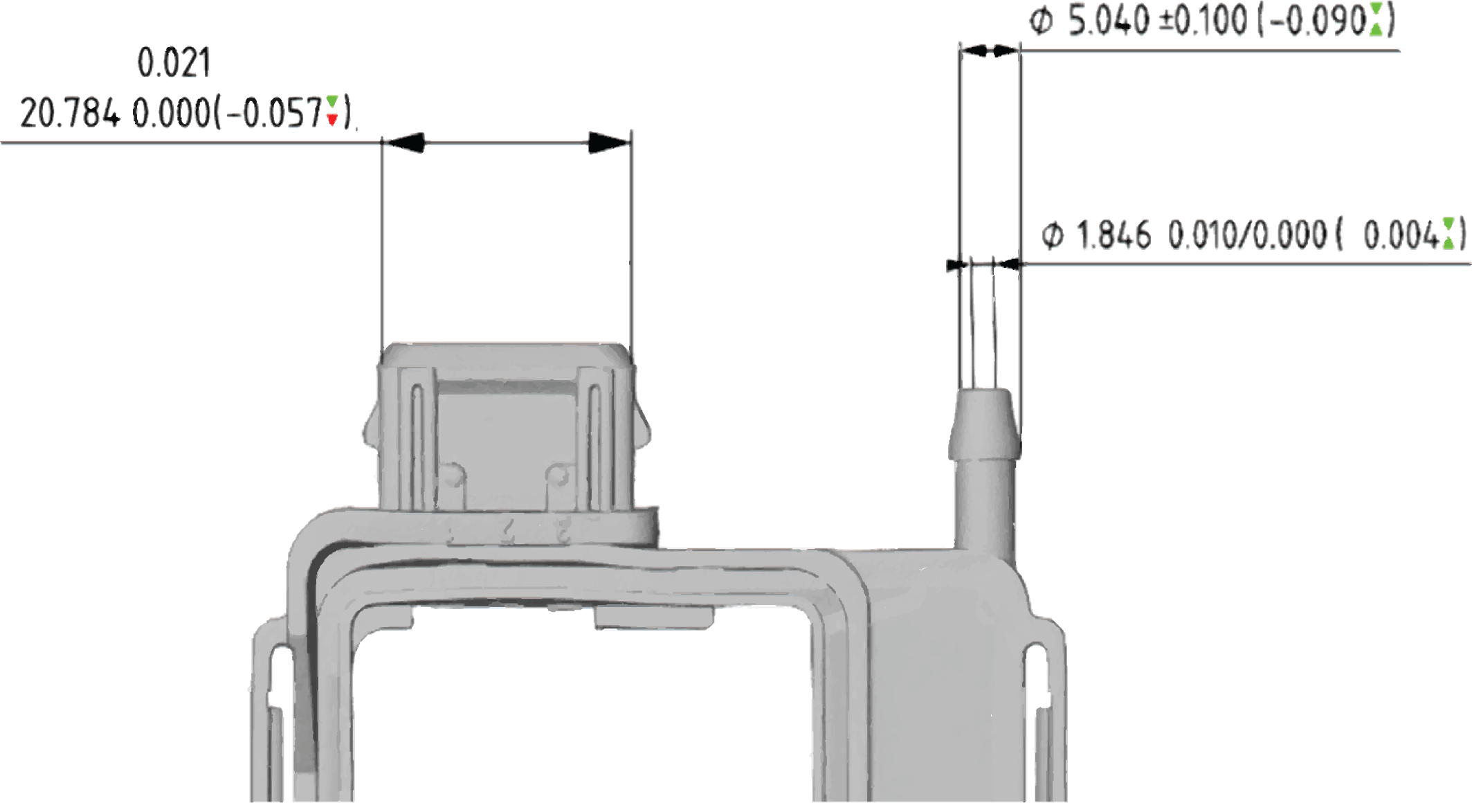 An image of a metrology analysis on CT data.